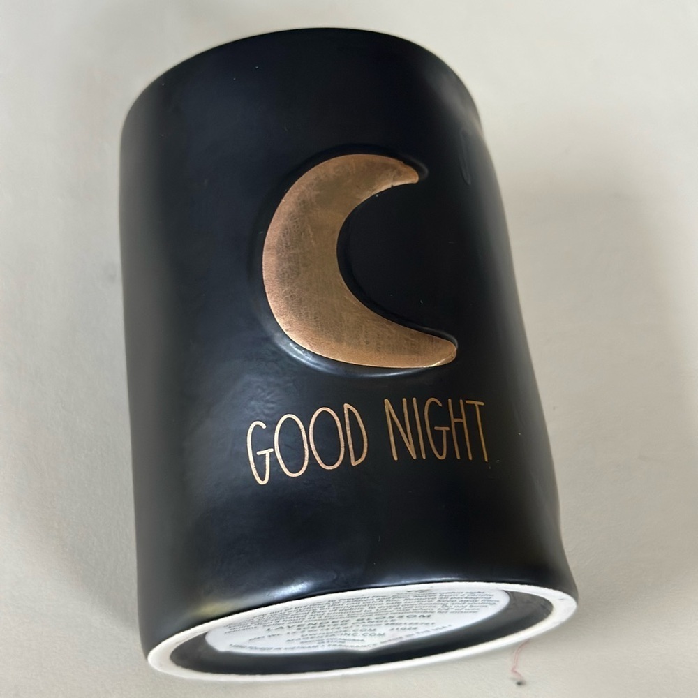 Black Ceramic Mug with Gold Moon Design